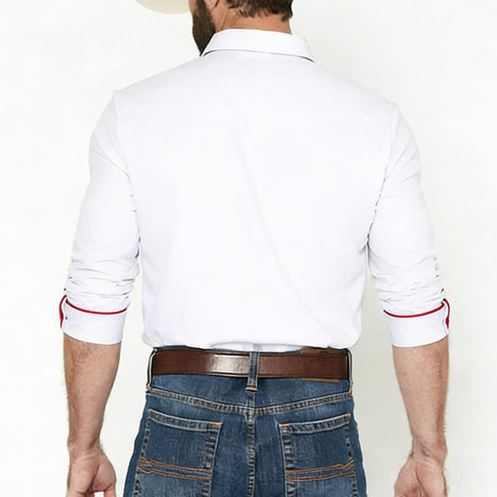 Chemise à boutons pour homme avec empiècement à motif drapeau américain western - image 2