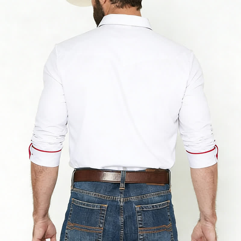 Chemise à boutons pour homme avec empiècement à motif drapeau américain western - image 2