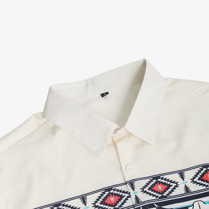 T-shirt homme imprimé en 3D avec un taureau Longhorn et un motif désertique, style color-block - image 4