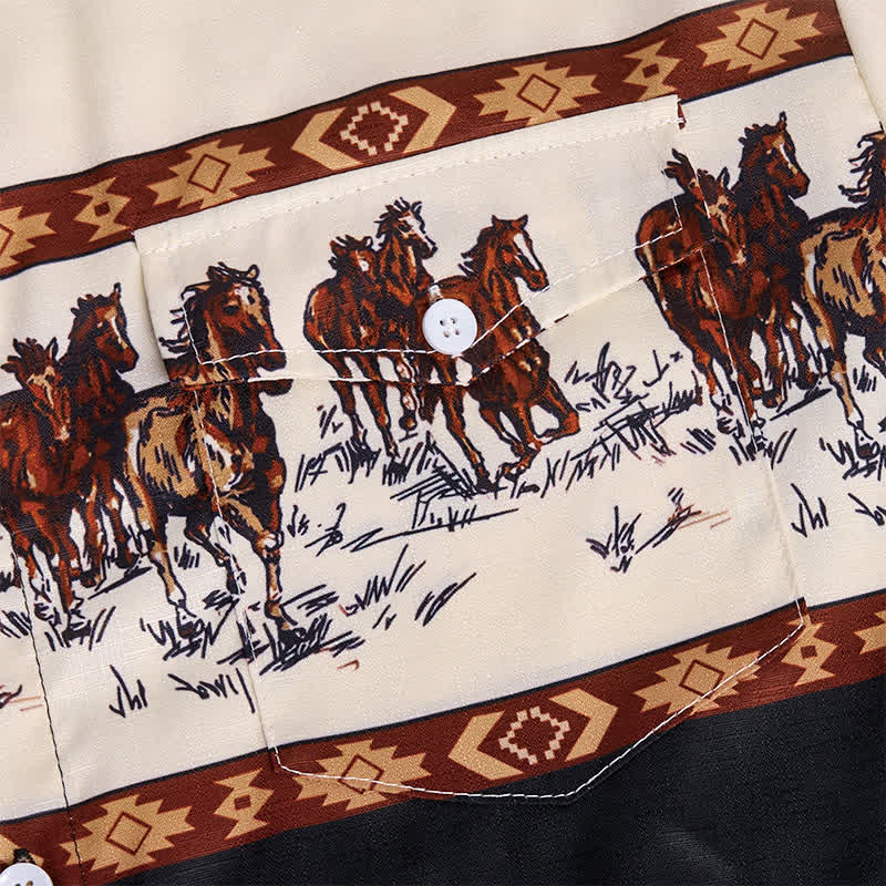 Chemise à blocs de couleurs pour homme avec imprimé cheval - image 5