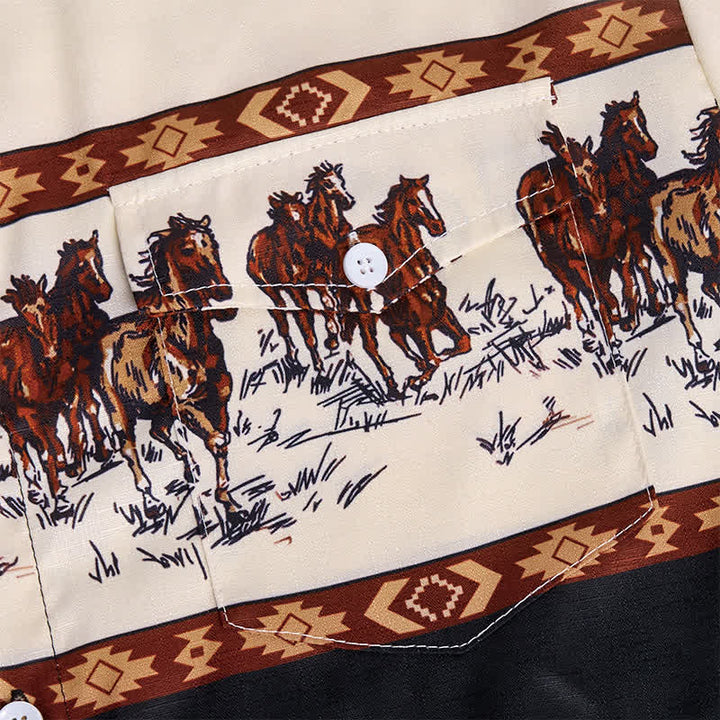 Chemise à blocs de couleurs pour homme avec imprimé cheval - image 5