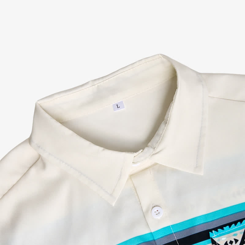 Chemise imprimée à rayures aztèques color-block pour homme, style sud-ouest américain - image 4