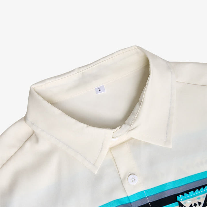 Chemise imprimée à rayures aztèques color-block pour homme, style sud-ouest américain - image 4