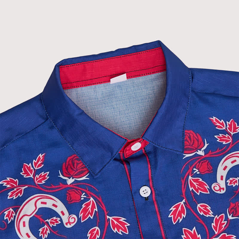 Chemise de cowboy pour homme Rugged West à motif fer à cheval et rose - image 6