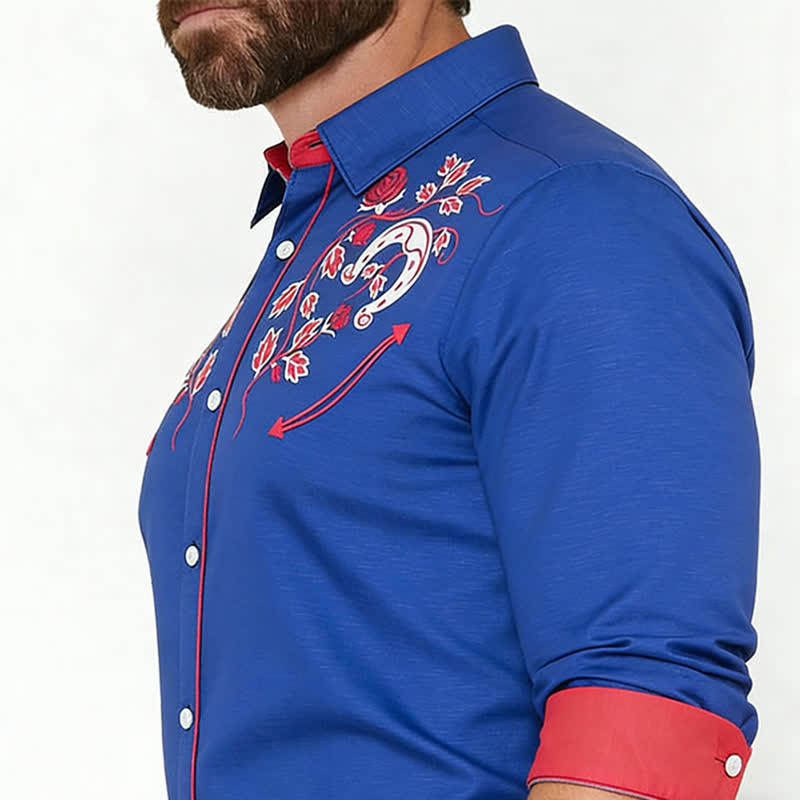 Chemise de cowboy pour homme Rugged West à motif fer à cheval et rose - image 3