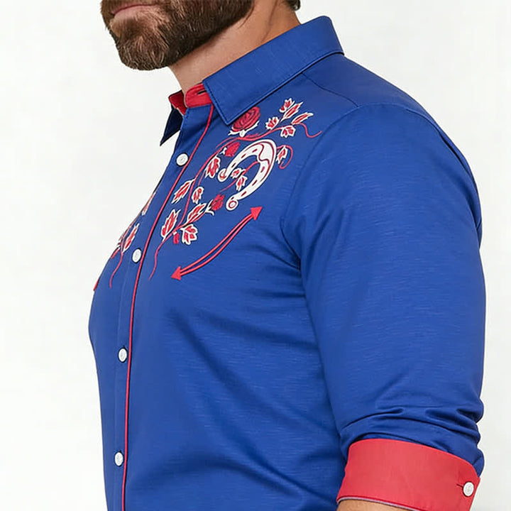 Chemise de cowboy pour homme Rugged West à motif fer à cheval et rose - image 3
