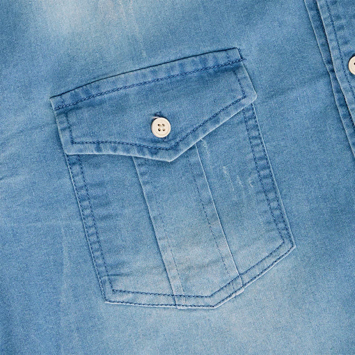 Chemise en jean décontractée style western pour homme avec poches poitrine - image 5