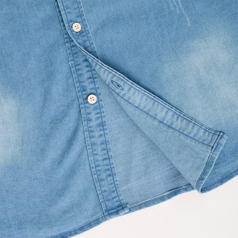 Chemise en jean décontractée style western pour homme avec poches poitrine - image 6