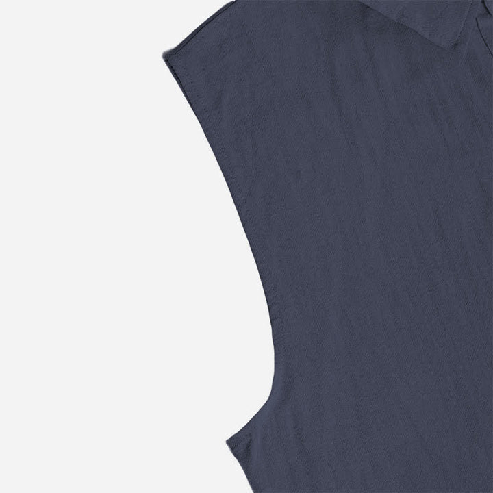 Chemise sans manches légère en lin pour homme, style décontracté plage et ranch. - image 5