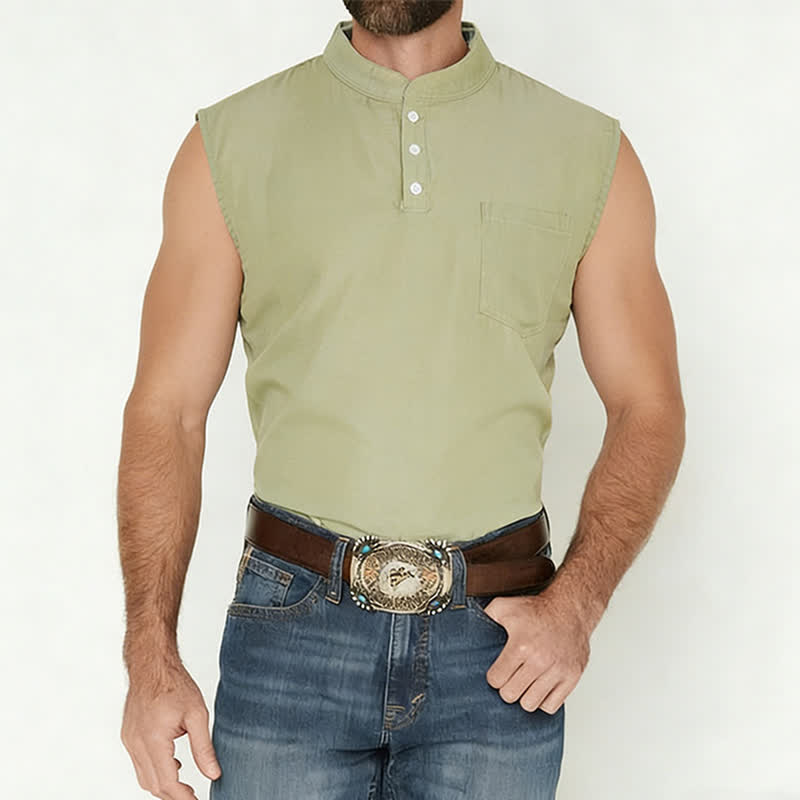 T-shirt sans manches d'été pour homme, couleur délavée - image 1