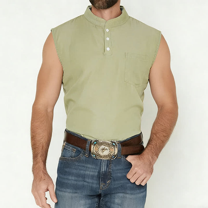 T-shirt sans manches d'été pour homme, couleur délavée - image 1