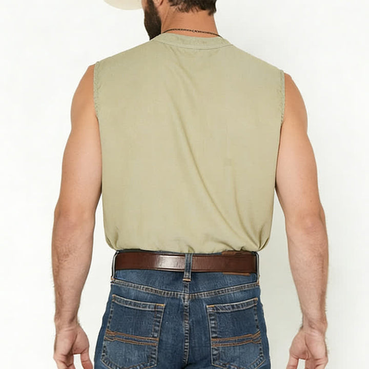 T-shirt sans manches d'été pour homme, couleur délavée - image 2