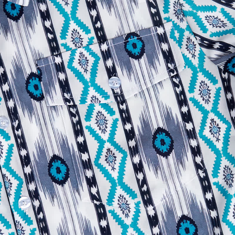 Chemise western imprimée en 3D à motif aztèque bleu et gris pour homme - image 5