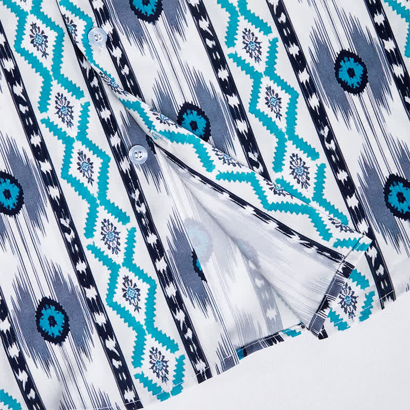 Chemise western imprimée en 3D à motif aztèque bleu et gris pour homme - image 6