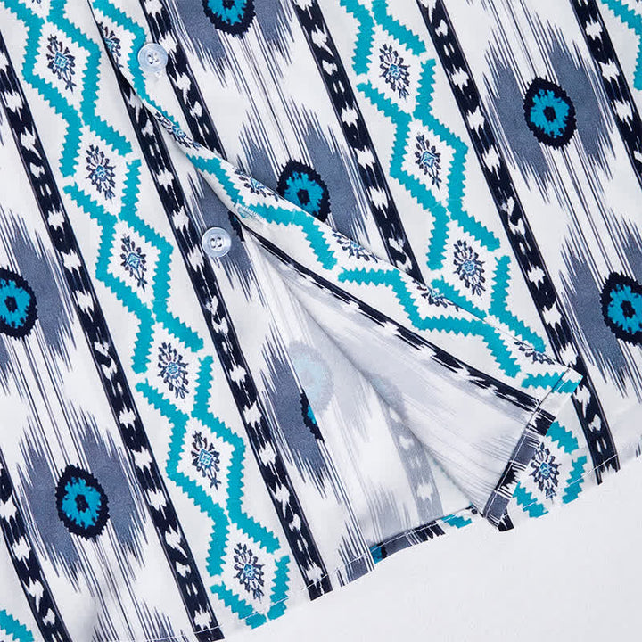 Chemise western imprimée en 3D à motif aztèque bleu et gris pour homme - image 6