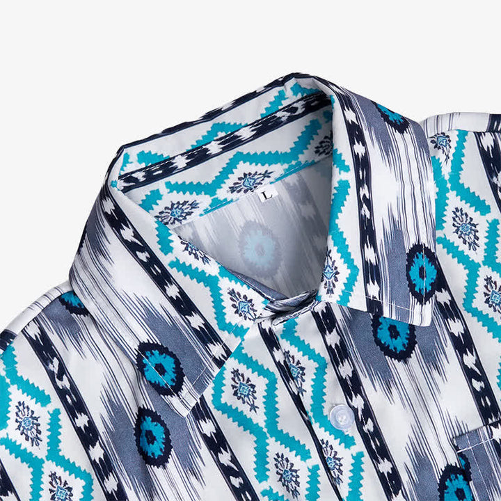 Chemise western imprimée en 3D à motif aztèque bleu et gris pour homme - image 4