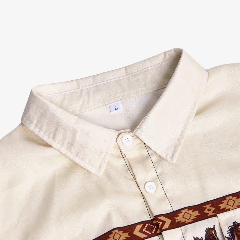 Chemise de cowboy bleue pour homme, imprimée en 3D avec un motif aztèque du sud-ouest. - image 4