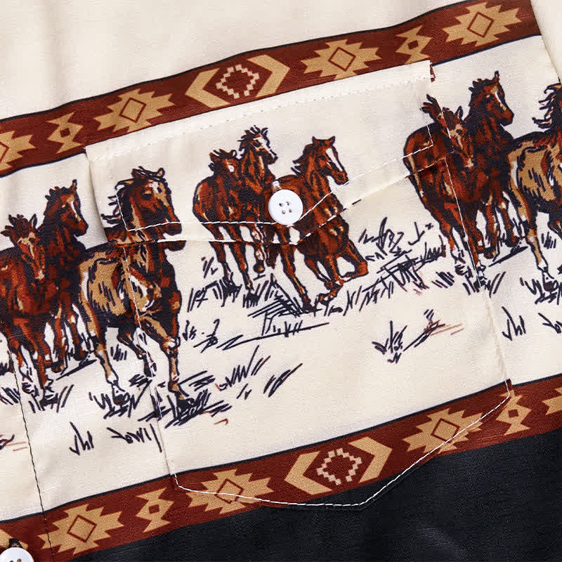 Chemise de cowboy bleue pour homme, imprimée en 3D avec un motif aztèque du sud-ouest. - image 5