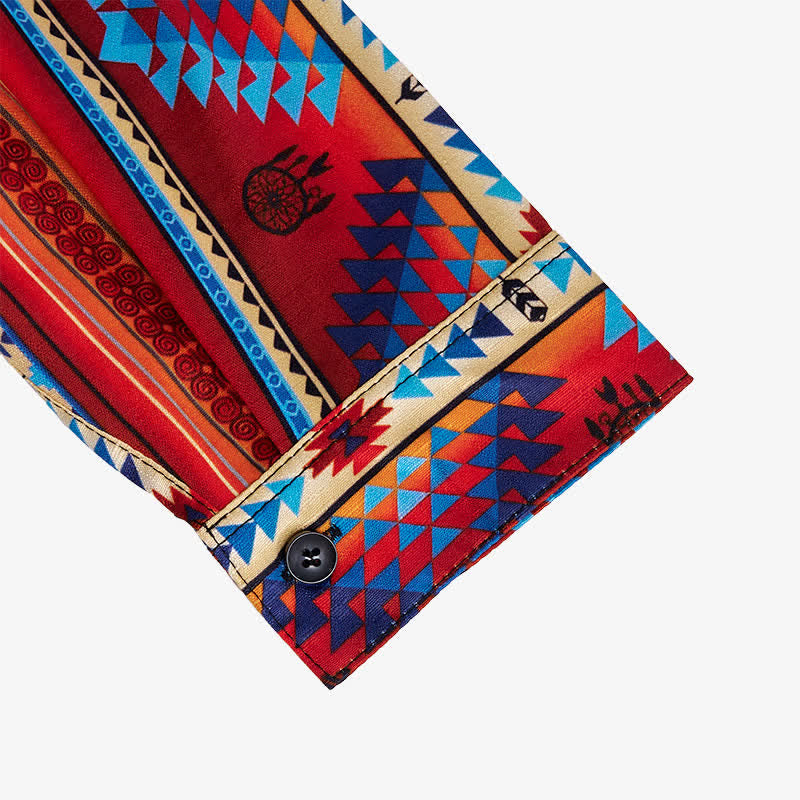 Chemise western orange pour homme, imprimée en 3D avec un motif tribal du sud-ouest - image 7