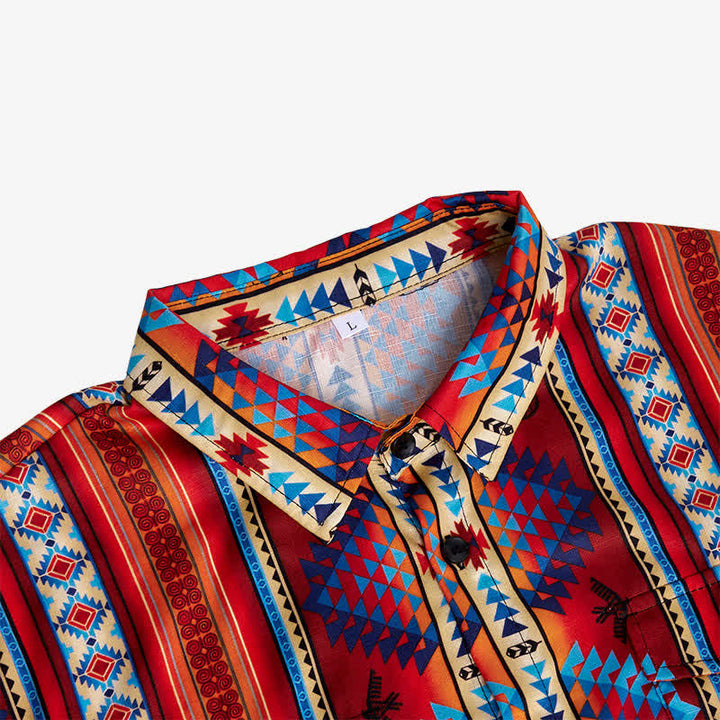 Chemise western orange pour homme, imprimée en 3D avec un motif tribal du sud-ouest - image 4