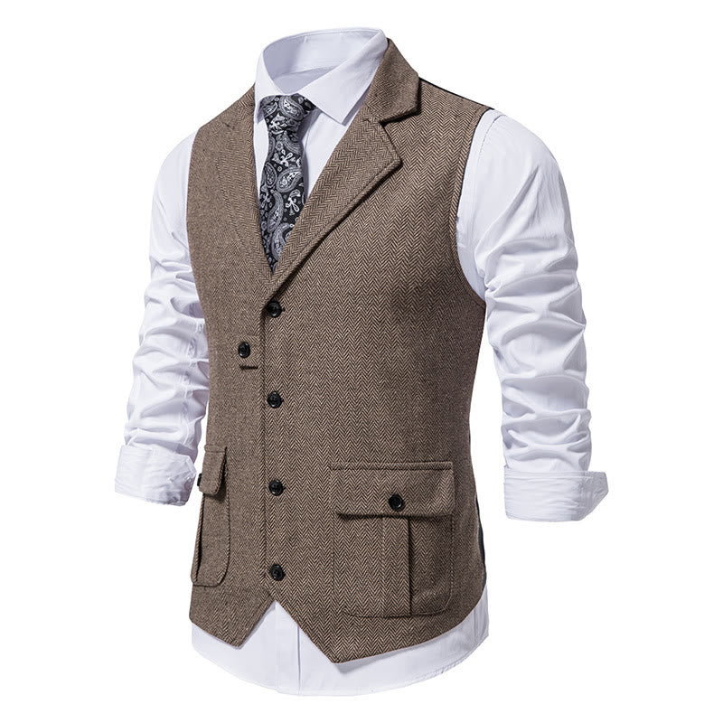 Gilet habillé pour homme avec col à revers et poches à rabat - image 6
