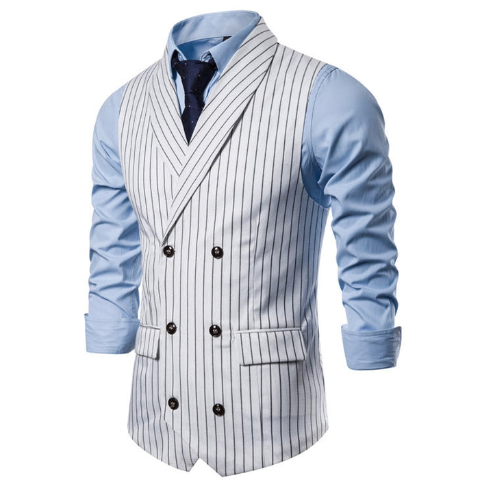 Gilet habillé rayé coupe ajustée pour homme - image 8