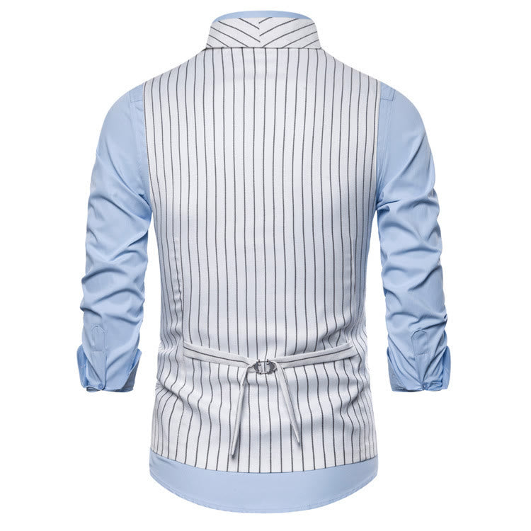 Gilet habillé rayé coupe ajustée pour homme - image 9