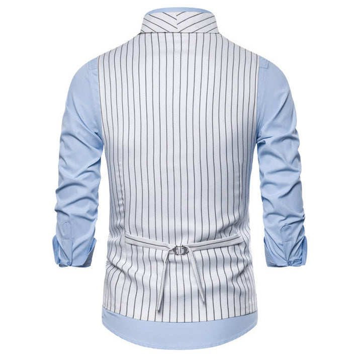 Gilet habillé rayé coupe ajustée pour homme - image 9
