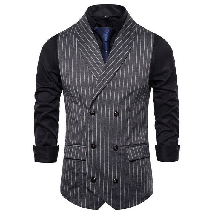 Gilet habillé rayé coupe ajustée pour homme - Gris foncé - 3XL - image 4