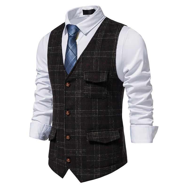 Gilet à carreaux vintage pour homme - image 8