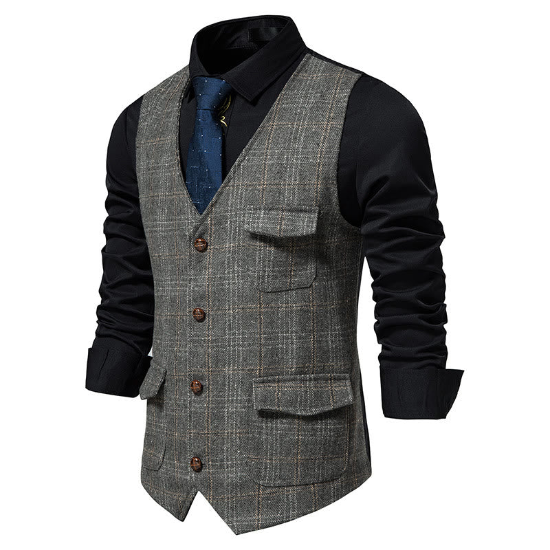 Gilet à carreaux vintage pour homme - image 5
