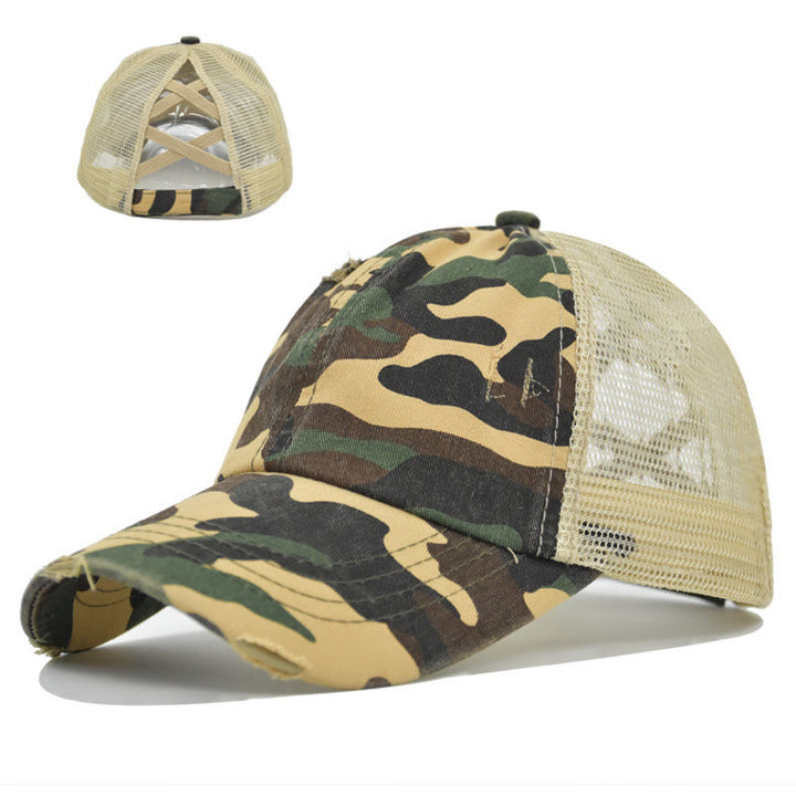 Casquette de baseball en coton lavé à maille ajourée et effet vieilli - Camouflage - Réglable (environ 21 5/8" à 22 7/8") - image 10