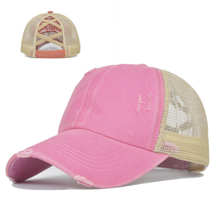 Casquette de baseball en coton lavé à maille ajourée et effet vieilli - Rose - Réglable (environ 21 5/8" à 22 7/8") - image 6
