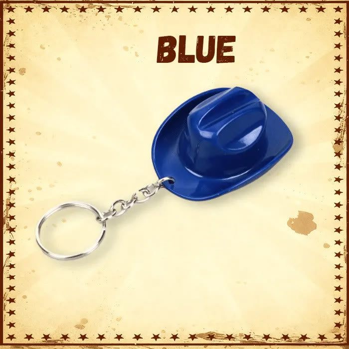 Porte-clés ouvre-bouteille multifonctionnel en forme de chapeau de cowboy rétro - Bleu clair - image 6