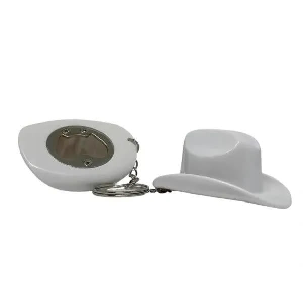 Porte-clés ouvre-bouteille multifonctionnel en forme de chapeau de cowboy rétro - Blanc - image 2