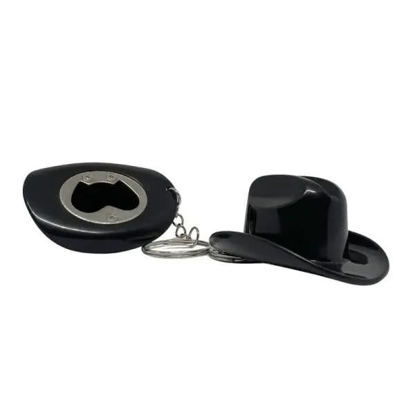 Porte-clés ouvre-bouteille multifonctionnel en forme de chapeau de cowboy rétro - Noir - image 3