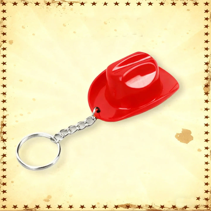 Porte-clés ouvre-bouteille multifonctionnel en forme de chapeau de cowboy rétro - Rouge - image 4