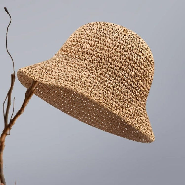 Chapeau de paille respirant en maille crochet pour femme, idéal pour l'été au quotidien. - image 0