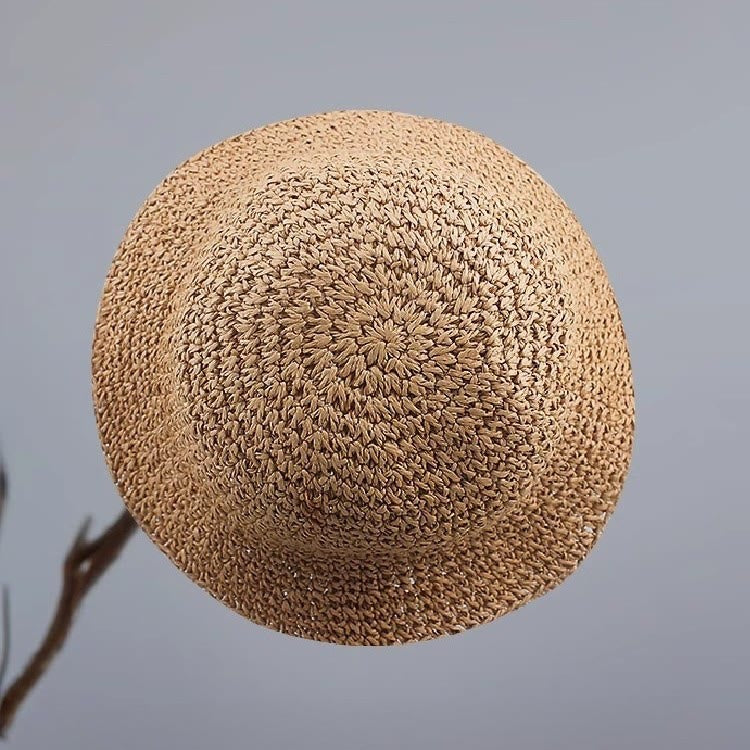 Chapeau de paille respirant en maille crochet pour femme, idéal pour l'été au quotidien. - image 2