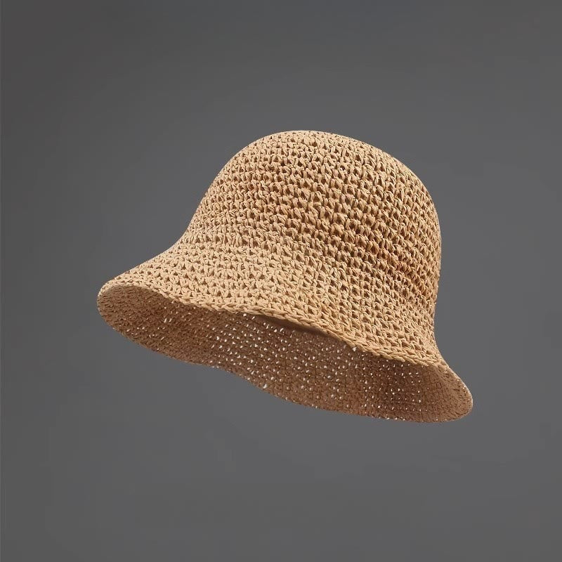 Chapeau de paille respirant en maille crochet pour femme, idéal pour l'été au quotidien. - Kaki - Réglable (environ 54 à 58 cm) - image 1