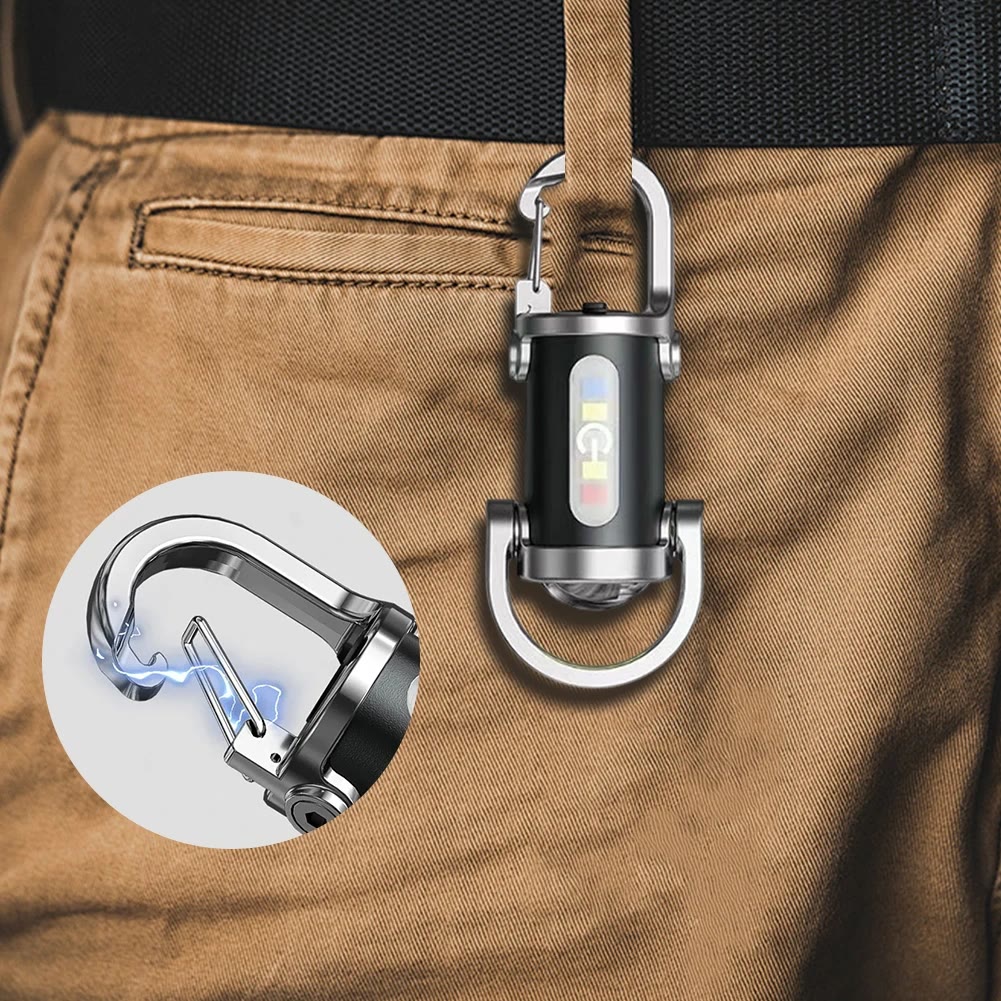Mini lampe torche LED multifonctionnelle étanche avec porte-clés - Noir - image 0