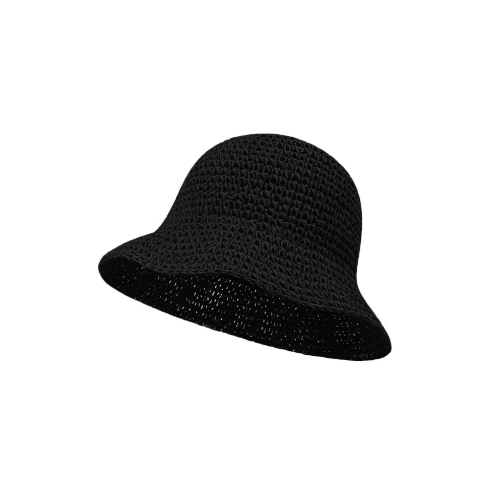 Chapeau de paille respirant en maille crochet pour femme, idéal pour l'été au quotidien. - Noir - Réglable (environ 54 à 58 cm) - image 6