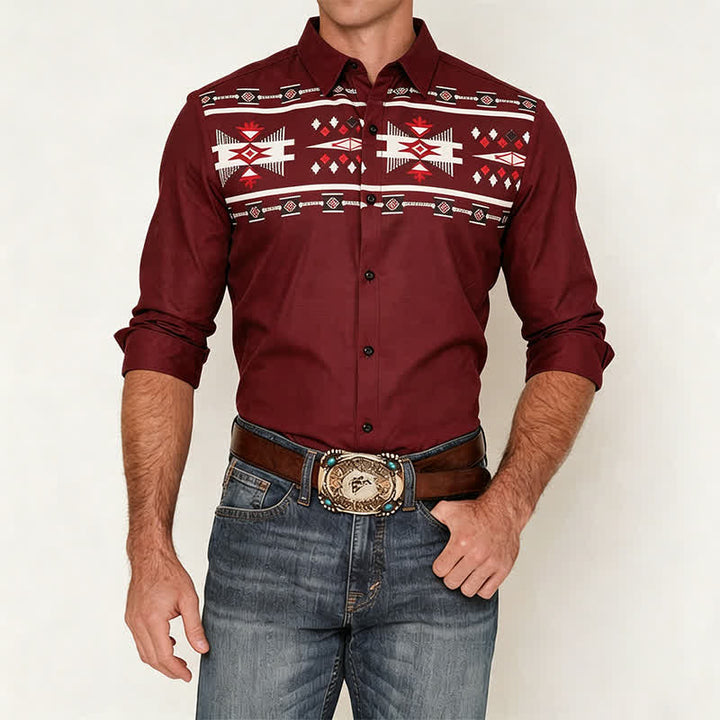Chemise à boutons pour homme, imprimé aztèque du sud-ouest - image 1
