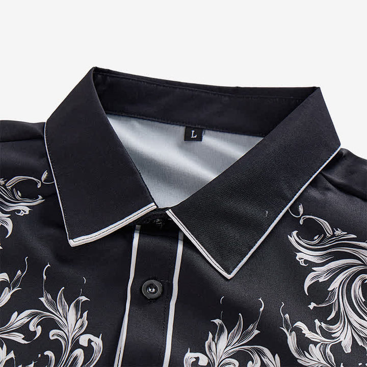 Chemise western pour homme à imprimé floral noir et blanc - image 4