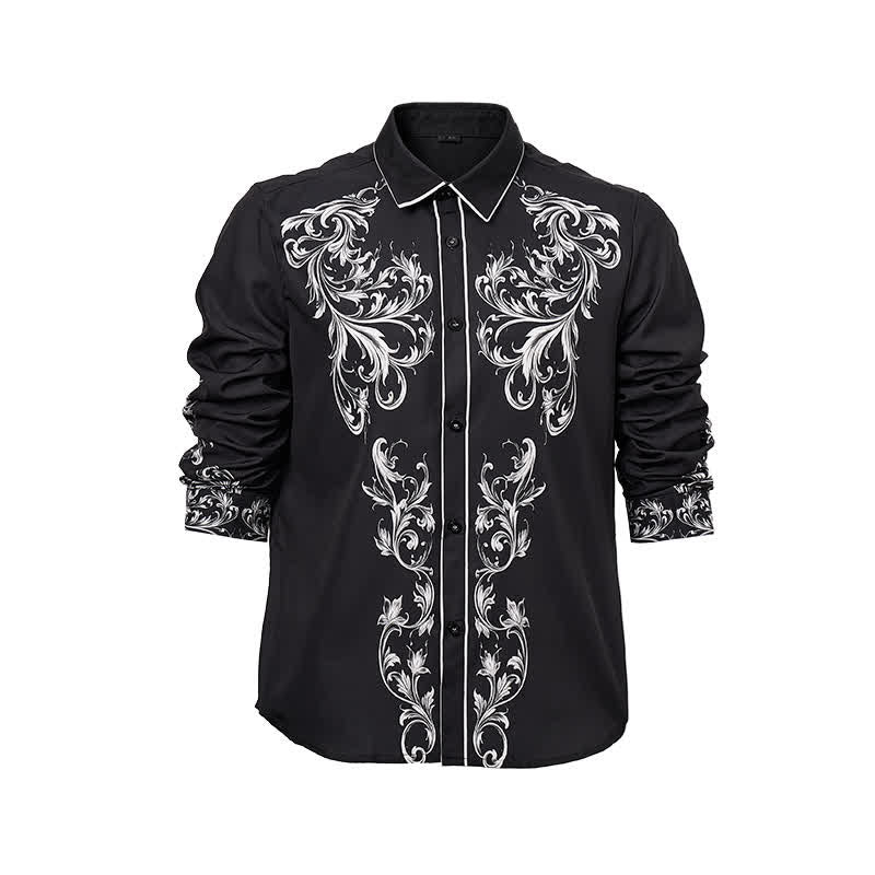 Chemise western pour homme à imprimé floral noir et blanc - image 8