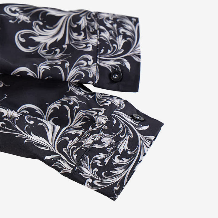 Chemise western pour homme à imprimé floral noir et blanc - image 7