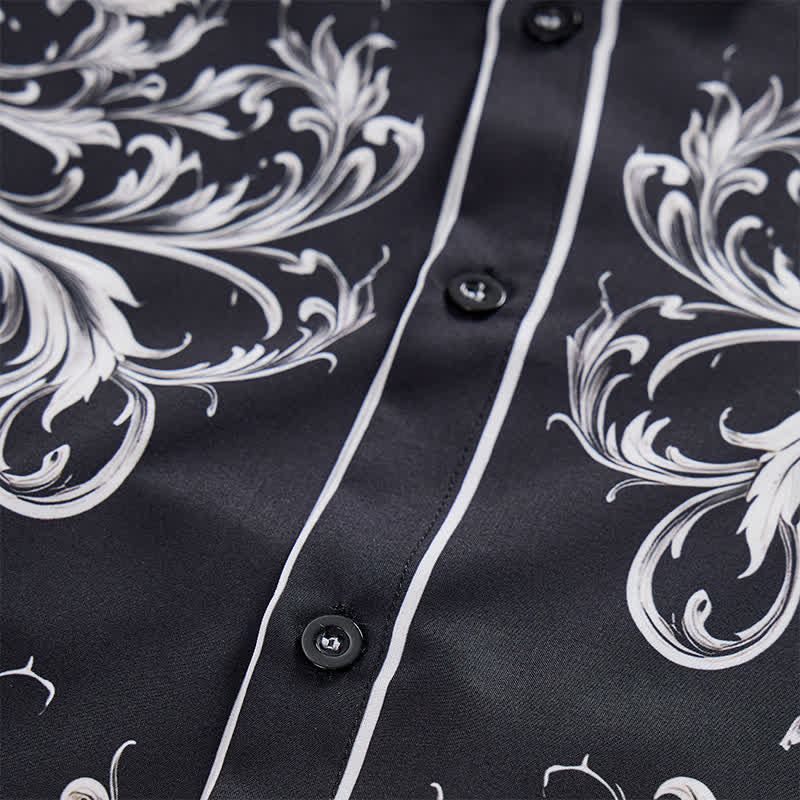 Chemise western pour homme à imprimé floral noir et blanc - image 5