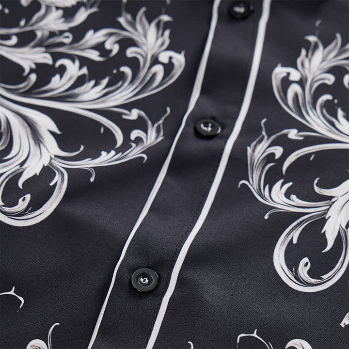 Chemise western pour homme à imprimé floral noir et blanc - image 5