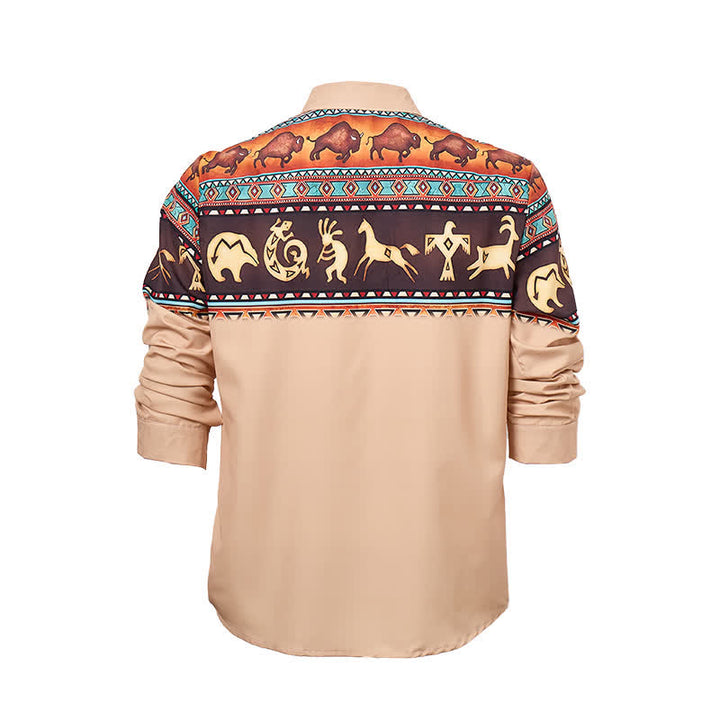 Chemise pour homme à motif de bison et d'animaux, style western amérindien - image 9