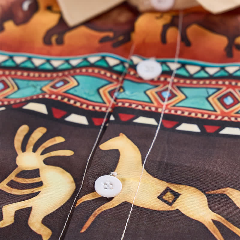 Chemise pour homme à motif de bison et d'animaux, style western amérindien - image 5